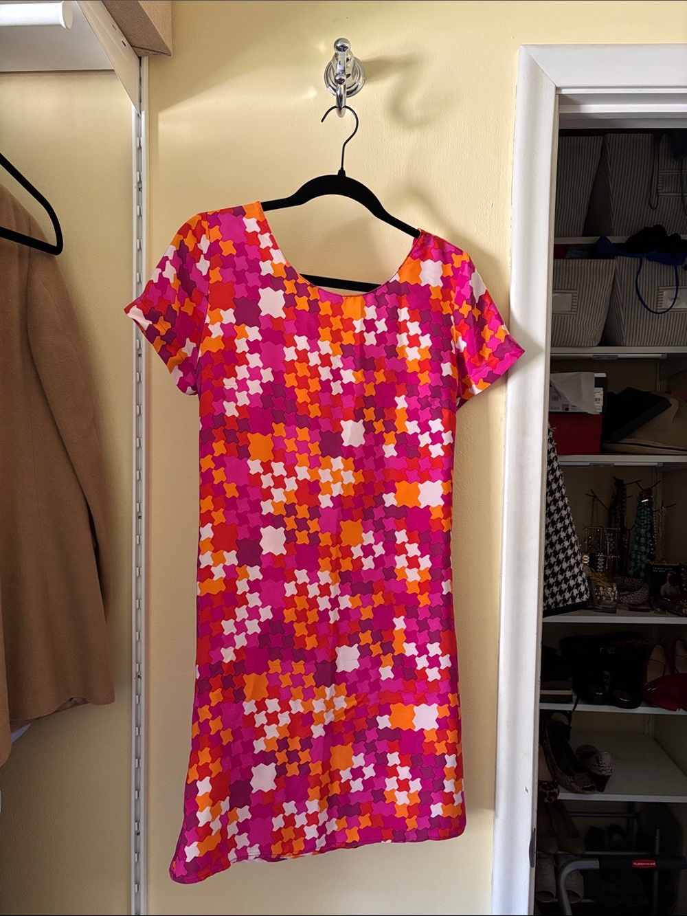 Amanda Uprichard Pink & Orange Silk Geometric Floral Mini Dress